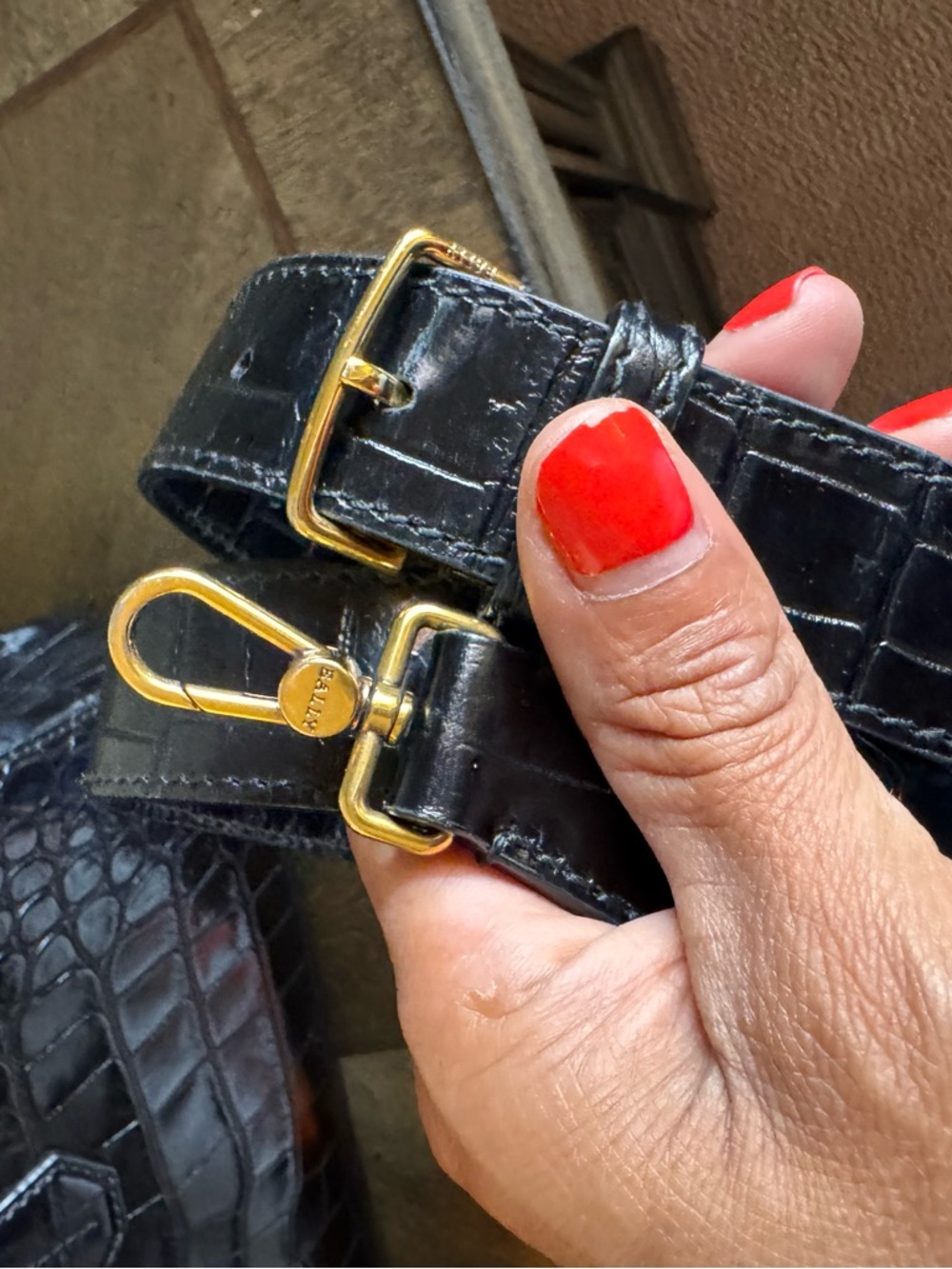 Bally Saphyr Black Croc-Embossed Top Handle bag - Picture 4 of 16